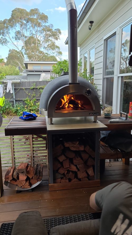 Fiamo Lightweight Clay Pizza Oven at home